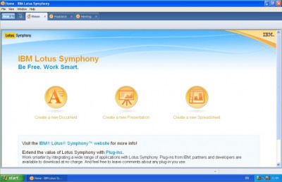 Start Screen of Lotus Symphony